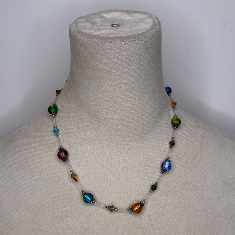 Colorful glass beaded necklace Y2K
